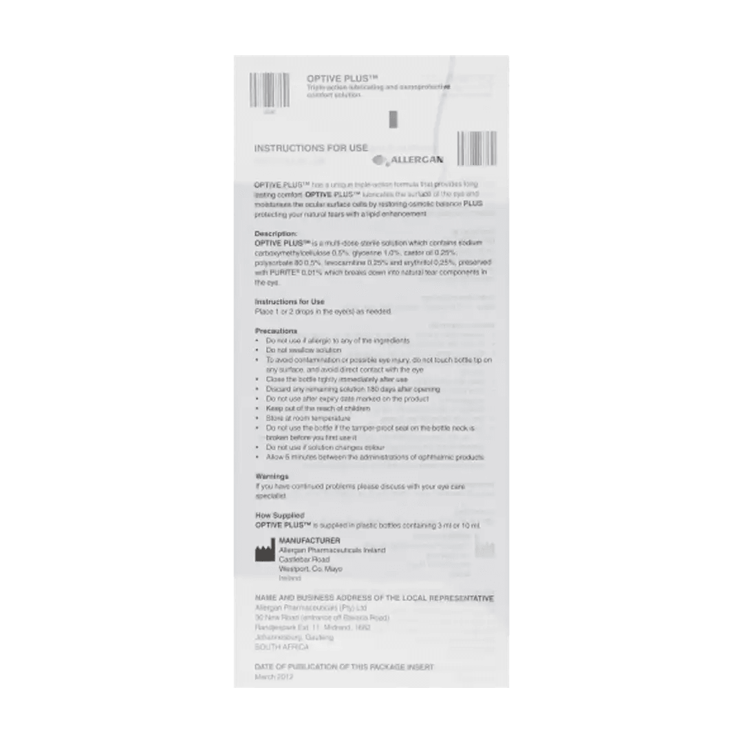 Allergan Optive Plus Eye Drops, 10ml - Vaids Pharmacy