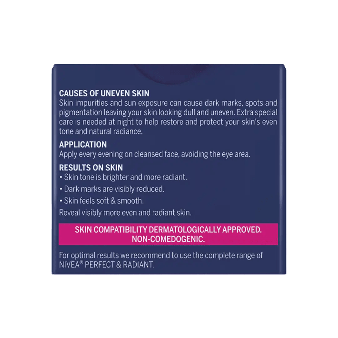 Nivea Perfect & Radiant Facial Night Cream, 50ml - Vaids Pharmacy
