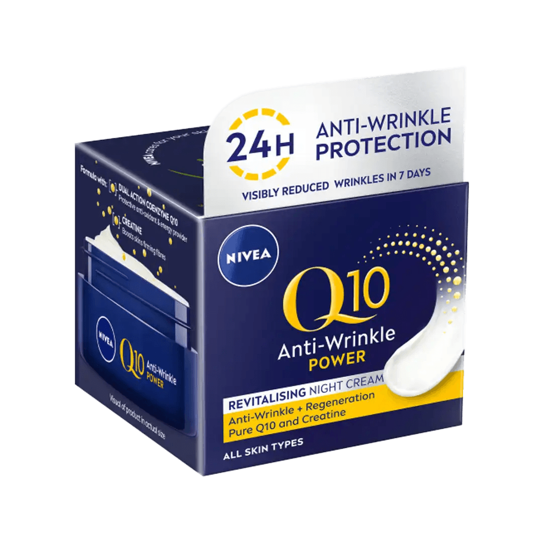 Nivea Q10 Power Anti-Wrinkle + Firming Night Cream, 50ml - Vaids Pharmacy