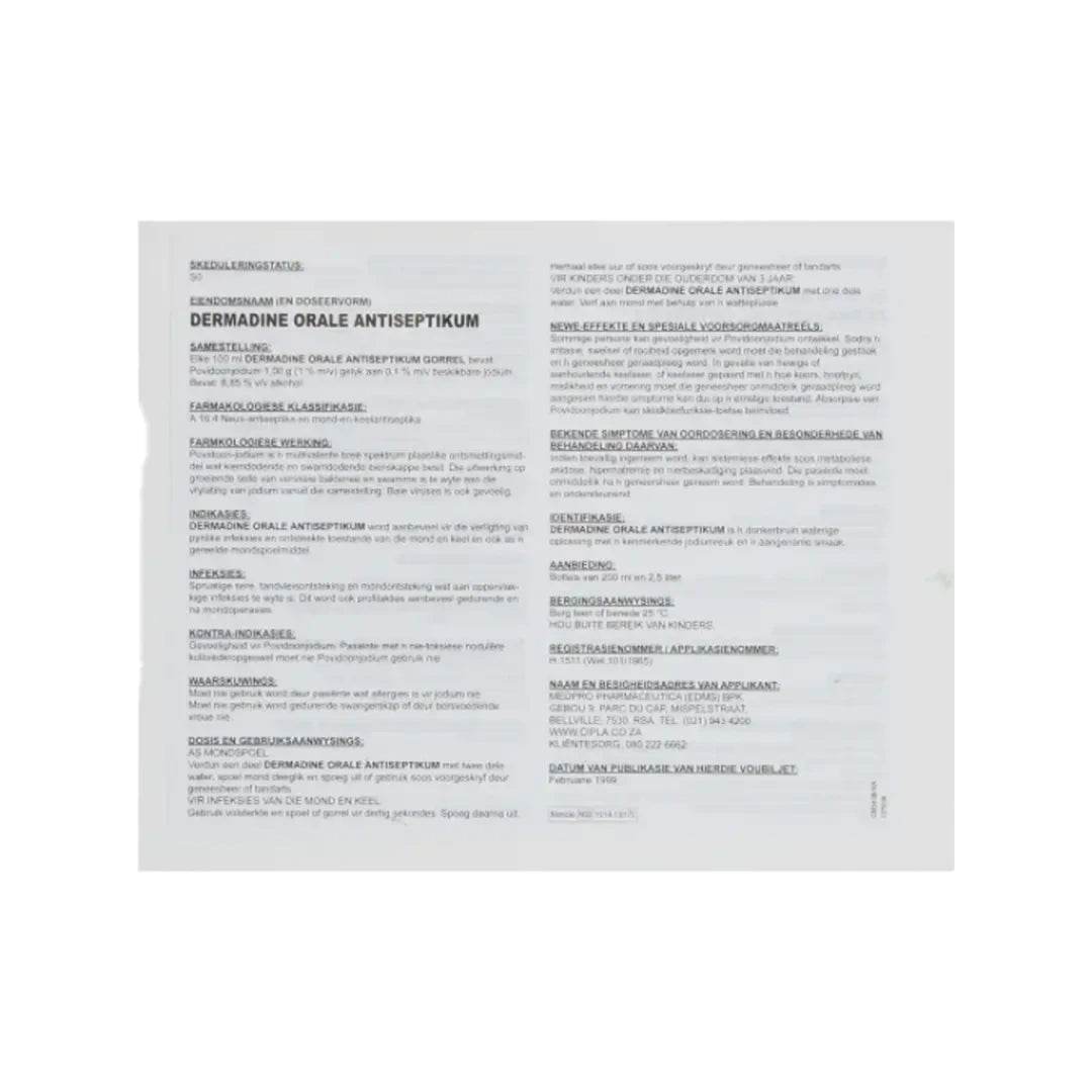 Dermadine Oral Antiseptic Gargle And Mouthwash 200ml - Vaids Pharmacy