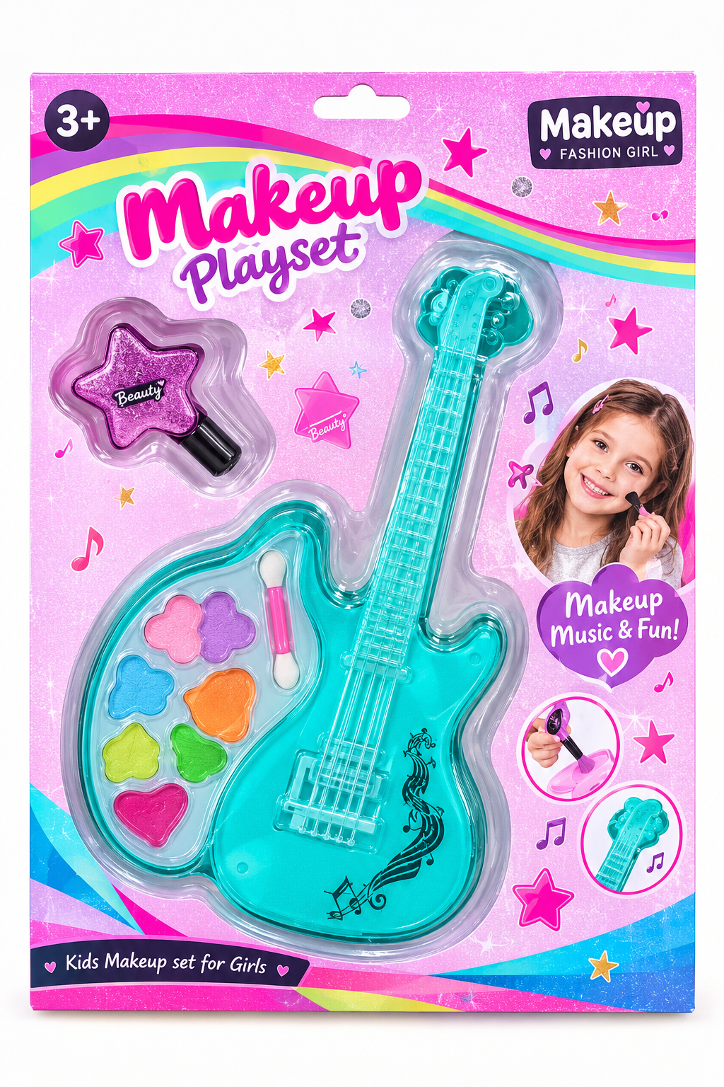 Kids Makeup & Guitar Playset – Turquoise