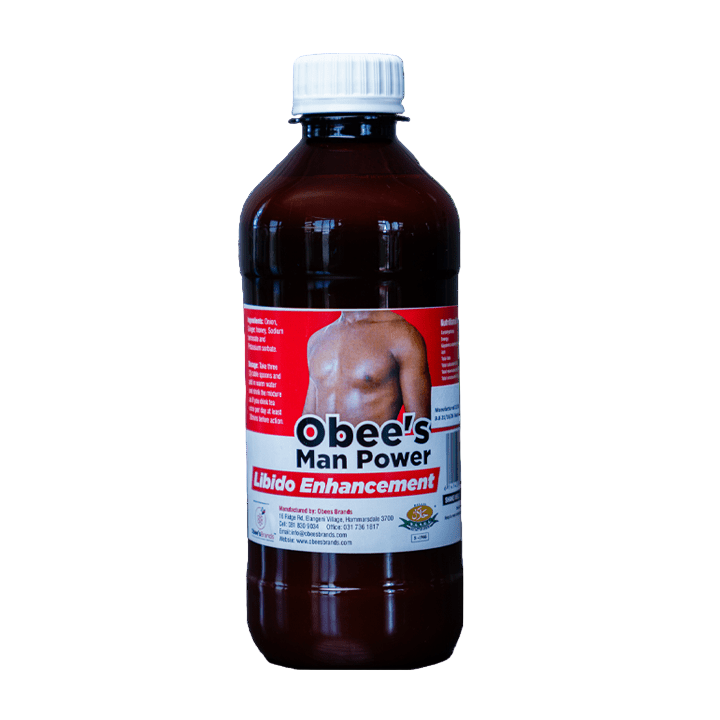 Bottle of Obee's Man Power Libido Enhancement on a white background