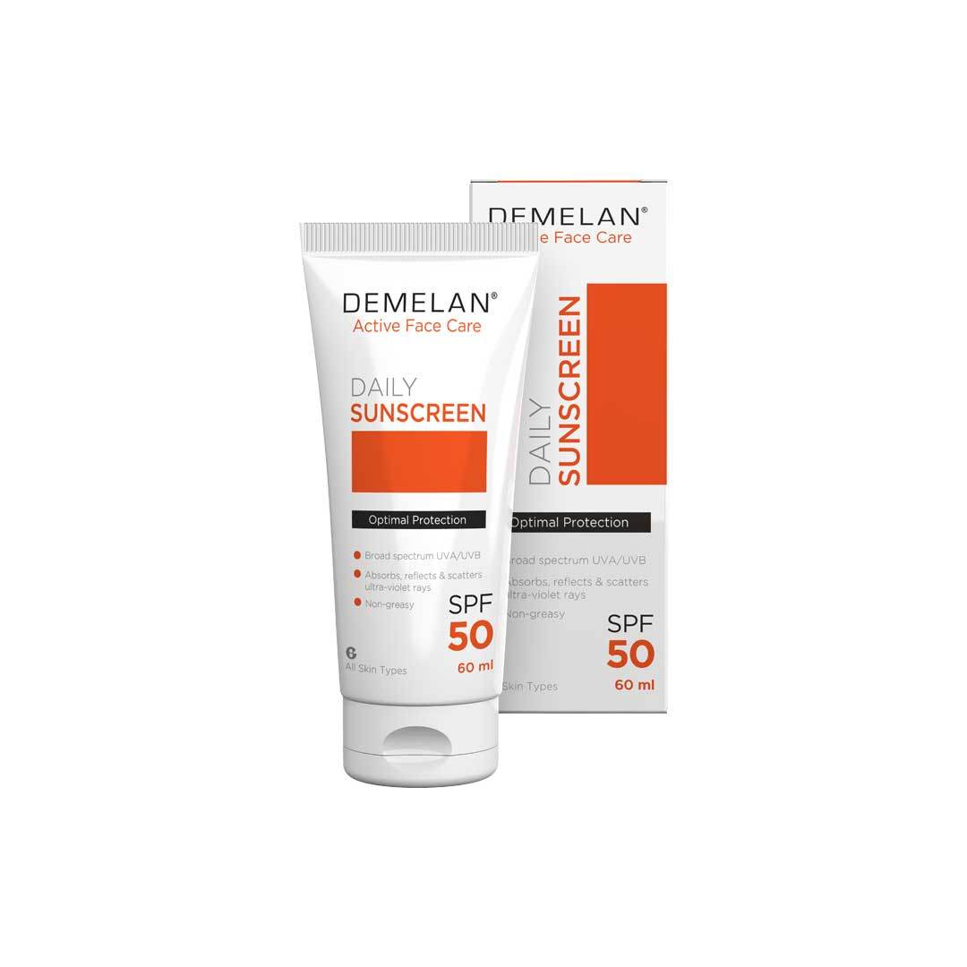 Demelan Daily Sunscreen SPF50 Lotion, 60ml - Vaids PharmacyDemelan Daily Sunscreen SPF50 Lotion, 60mlDemelan