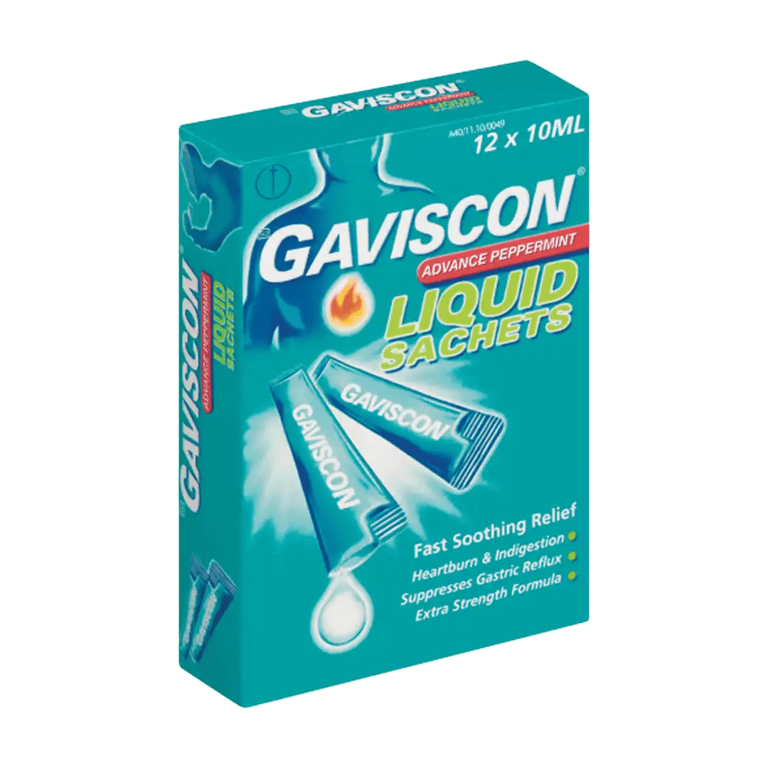 Gaviscon Advance Peppermint Sachets, 12's - Vaids PharmacyGaviscon Advance Peppermint Sachets, 12'sReckitt Benckiser