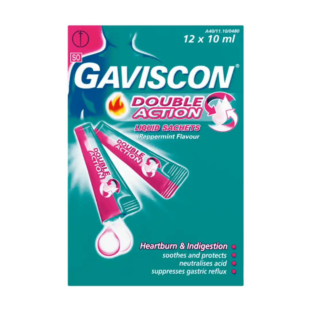Gaviscon Double Action Sachets, 12's - Vaids PharmacyGaviscon Double Action Sachets, 12'sReckitt Benckiser