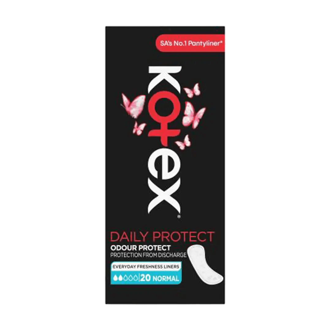 Kotex Panty Liners Daily Protect Deodorised 20's, Normal - Vaids PharmacyKotex Panty Liners Daily Protect Deodorised 20's, NormalKotexVaids Pharmacy124295