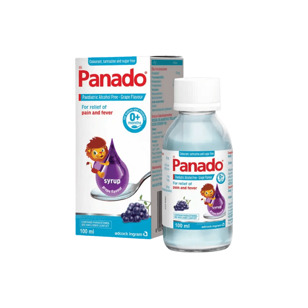 Panado Paediatric Alcohol Free Grape, 100ml - Vaids PharmacyPanado Paediatric Alcohol Free Grape, 100mlPanadoVaids Pharmacy277879