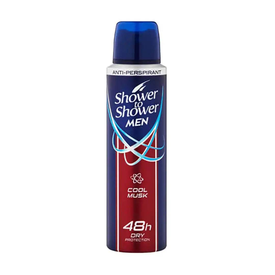 Shower To Shower Mens Deodorant Cool Musk, 150ml - Vaids PharmacyShower To Shower Mens Deodorant Cool Musk, 150mlShower To ShowerVaids Pharmacy237245