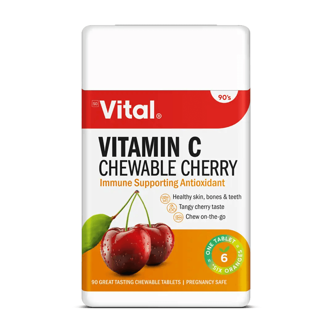 Vital Vitamin C Chew Cherry Tablets, 90's - Vaids PharmacyVital Vitamin C Chew Cherry Tablets, 90'sVitalVaids Pharmacy273375
