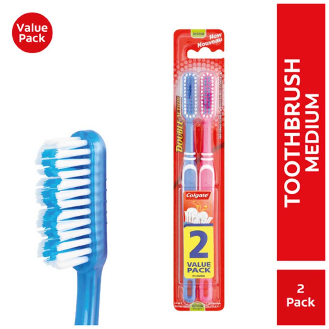 Colgate Double Action Toothbrushes Medium, 2 Pack - Vaids Pharmacy