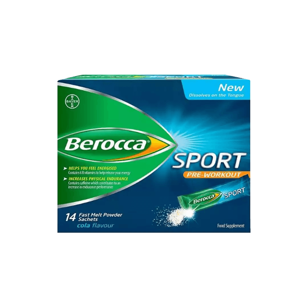 Berocca Sport Pre-Workout Cola Flavour Fast Melt Powder Sachets, 14's - Vaids Pharmacy