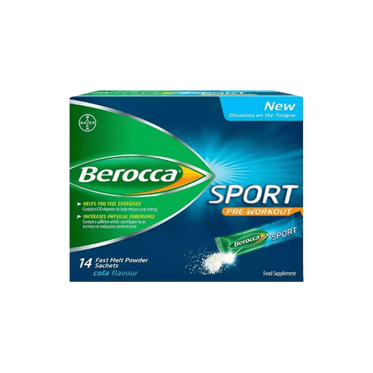 Berocca Sport Pre-Workout Cola Flavour Fast Melt Powder Sachets, 14's - Vaids Pharmacy
