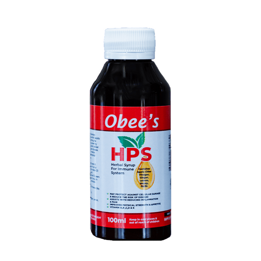 Obee's HPS Herbal Syrup bottle on a white background