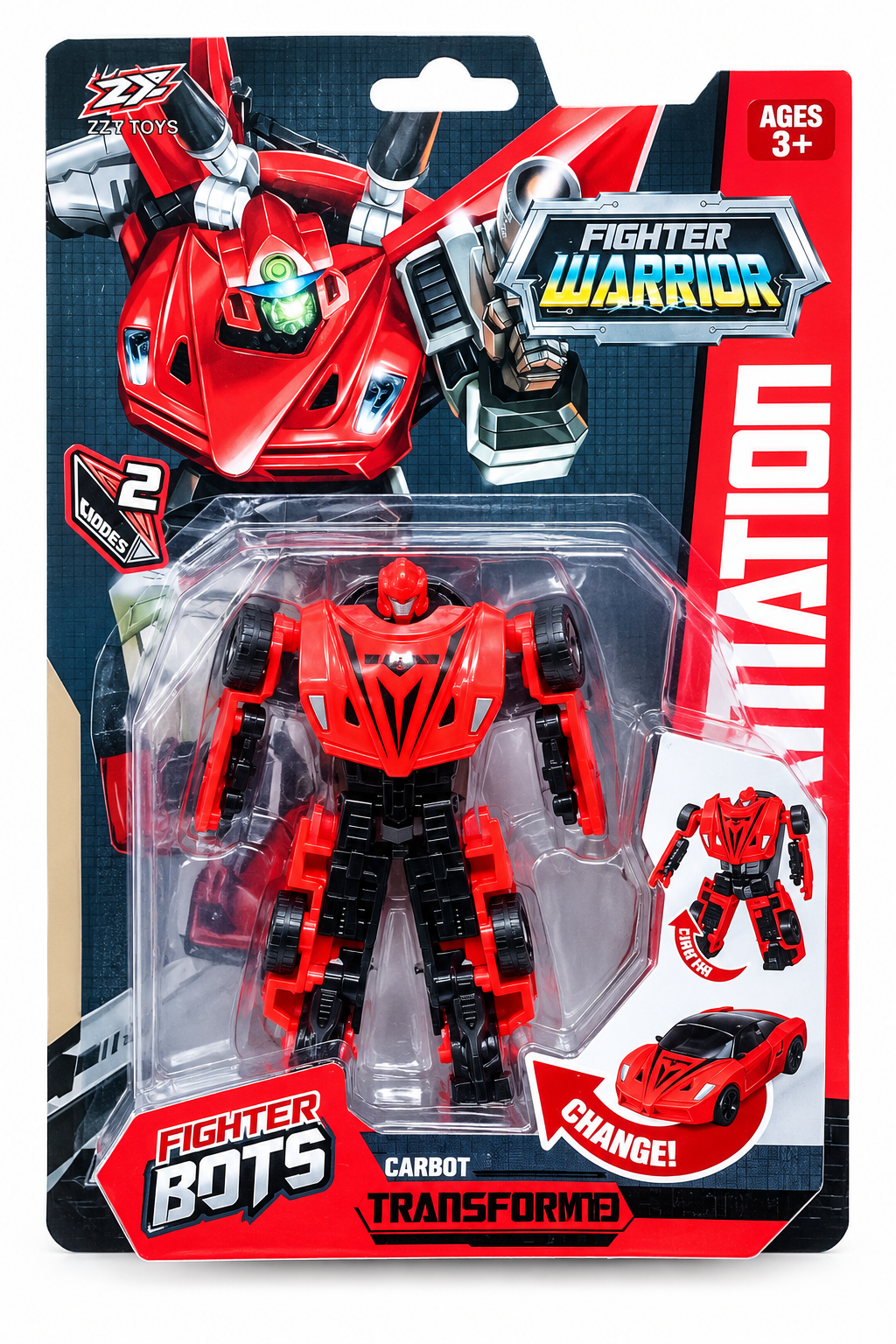 Fighter Warrior Transforming Robot Toy – Red
