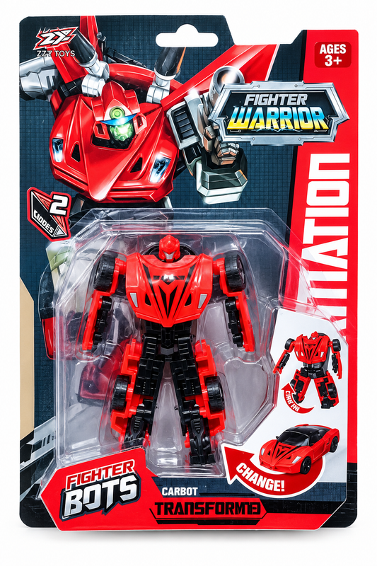Fighter Warrior Transforming Robot Toy – Red