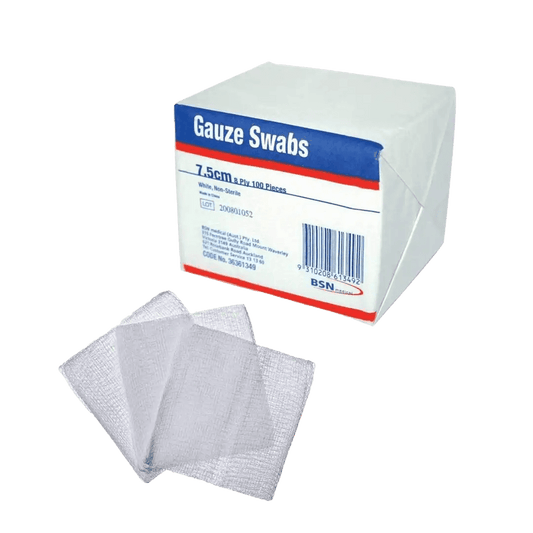 Gauze Swab Natural Sterile 75x75 8 ply, 100's - Vaids PharmacyGauze Swab Natural Sterile 75x75 8 ply, 100's