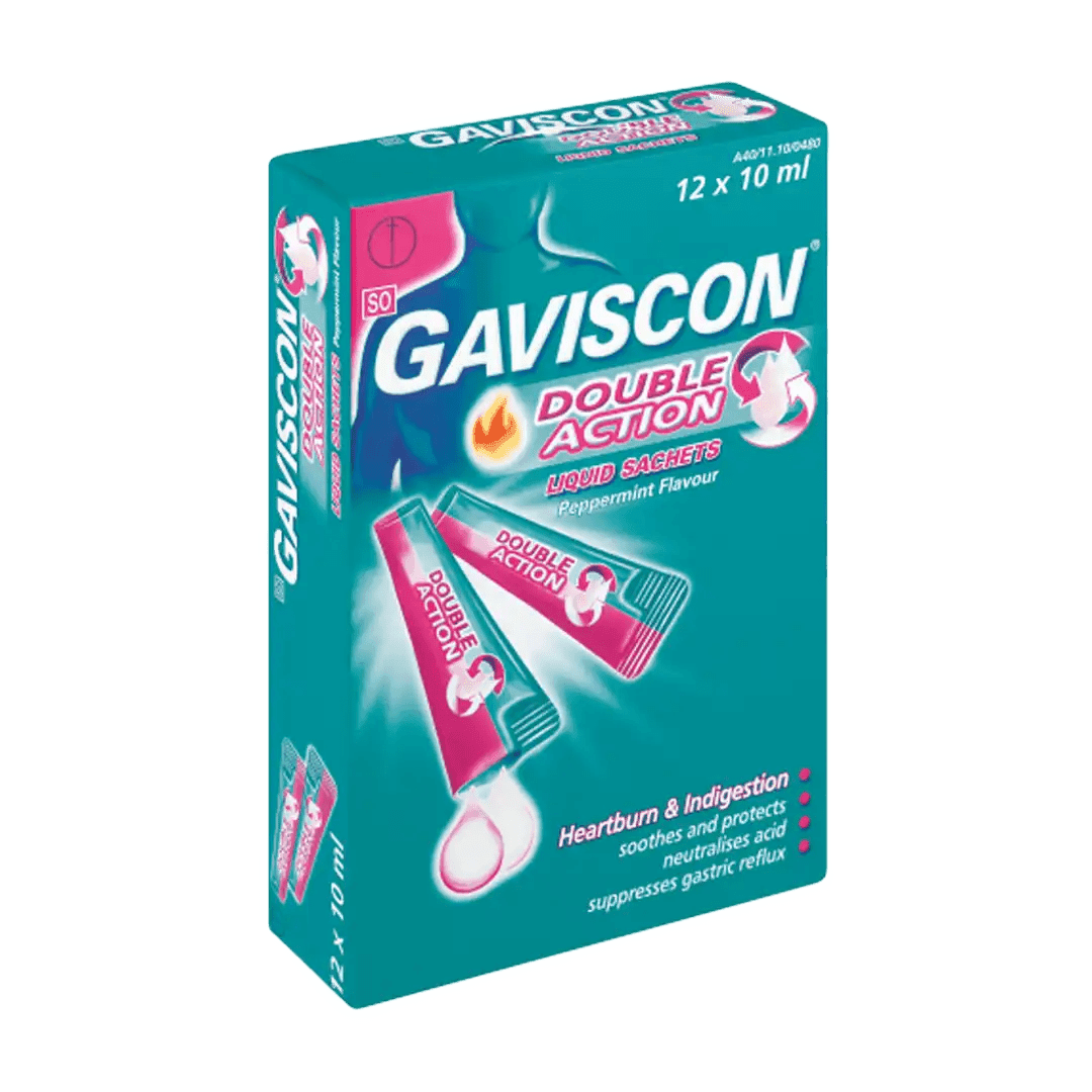 Gaviscon Double Action Sachets, 12's - Vaids PharmacyGaviscon Double Action Sachets, 12'sReckitt Benckiser