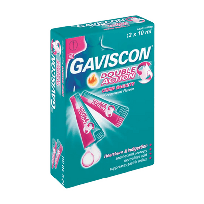 Gaviscon Double Action Sachets, 12's - Vaids PharmacyGaviscon Double Action Sachets, 12'sReckitt Benckiser