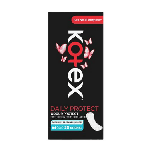 Kotex Panty Liners Daily Protect Deodorised 20's, Normal - Vaids PharmacyKotex Panty Liners Daily Protect Deodorised 20's, NormalKotexVaids Pharmacy124295