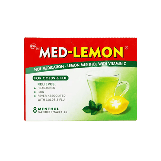 Med Lemon Sachets Lemon Menthol with Vitamin C, 8's - Vaids PharmacyMed Lemon Sachets Lemon Menthol with Vitamin C,