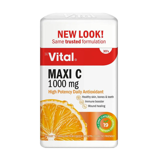 Vital Maxi C 1000Mg Tablets, 30's - Vaids PharmacyVital Maxi C 1000Mg Tablets, 30'sVitalVaids Pharmacy123815