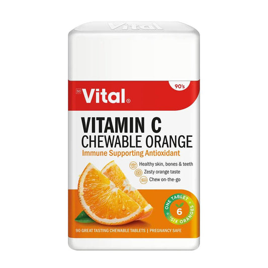 Vital Vitamin C Chew Orange Tablets, 90's - Vaids PharmacyVital Vitamin C Chew Orange Tablets, 90'sVitalVaids Pharmacy828386005